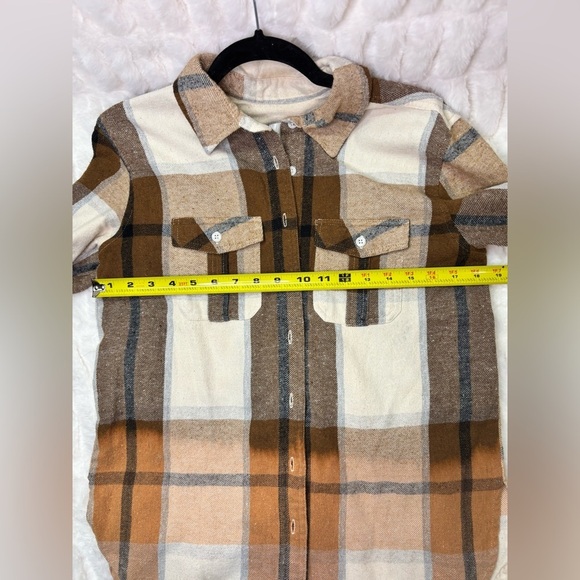 Panache Apparel “Until Sundown” Ivory and Brown Button Down Flannel - Picture 9 of 9